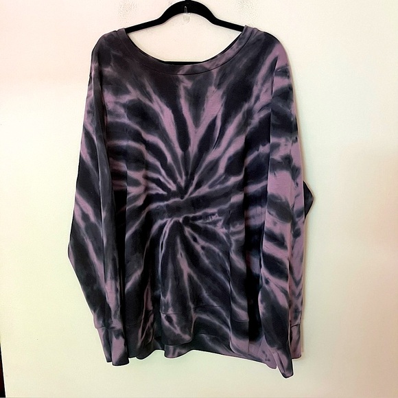 Torrid Women Plus Size Black and Purple Oversized Tie Dye Pullover Sweatshirt 4X - Picture 2 of 9